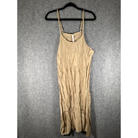 Pretty‎ Angel Dress Women S Brown Linen Blend Midi Lagenlook hippie minimalist3 - Picture 1 of 8